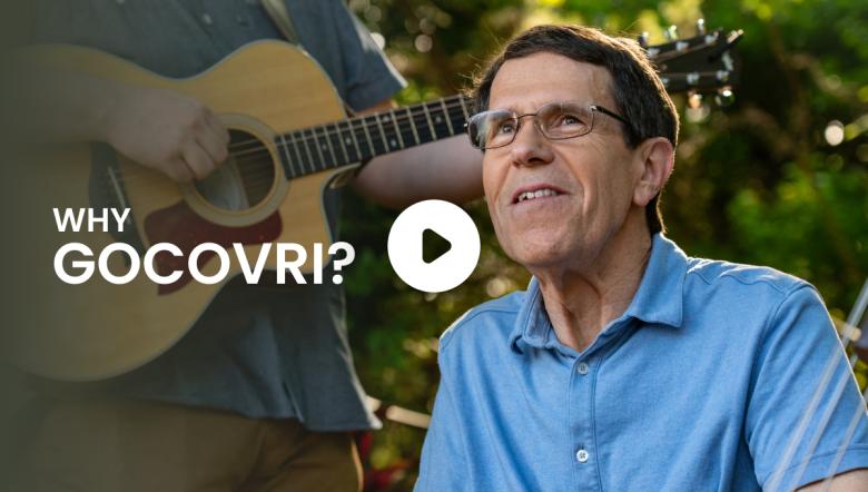 Video cover, click to watch a real patient talk about dyskinesia and OFF time.